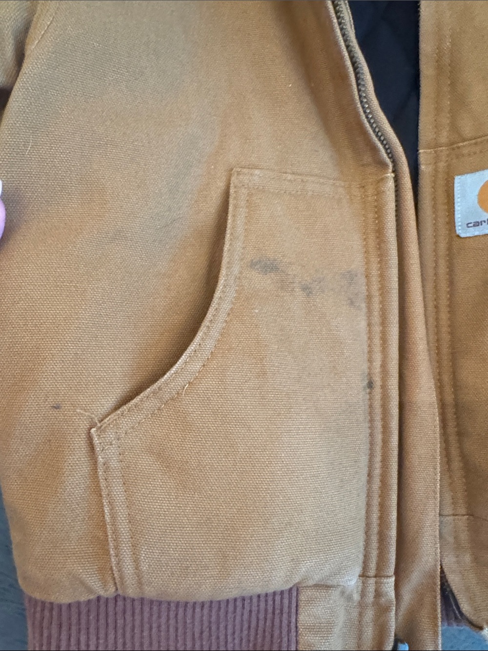 Carhartt Kids Tan Hooded Quilted-Lined Work Jacket - Picture 4 of 5